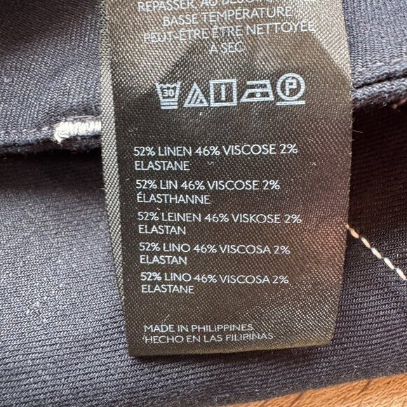 New Anthropologie The Colette Linen Crop Wide-Leg Pants Maeve Navy Contrast 26 - Picture 9 of 12